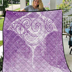Epilepsy Awareness Maori Aotearoa Quilt Manta Ray - Purple Glaze - Aussie Hoodie