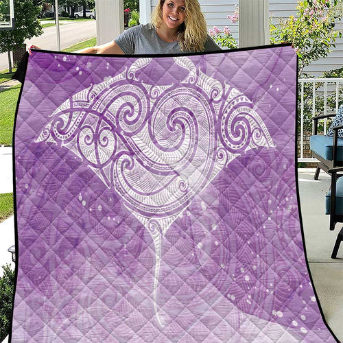 Epilepsy Awareness Maori Aotearoa Quilt Manta Ray - Purple Glaze - Aussie Hoodie