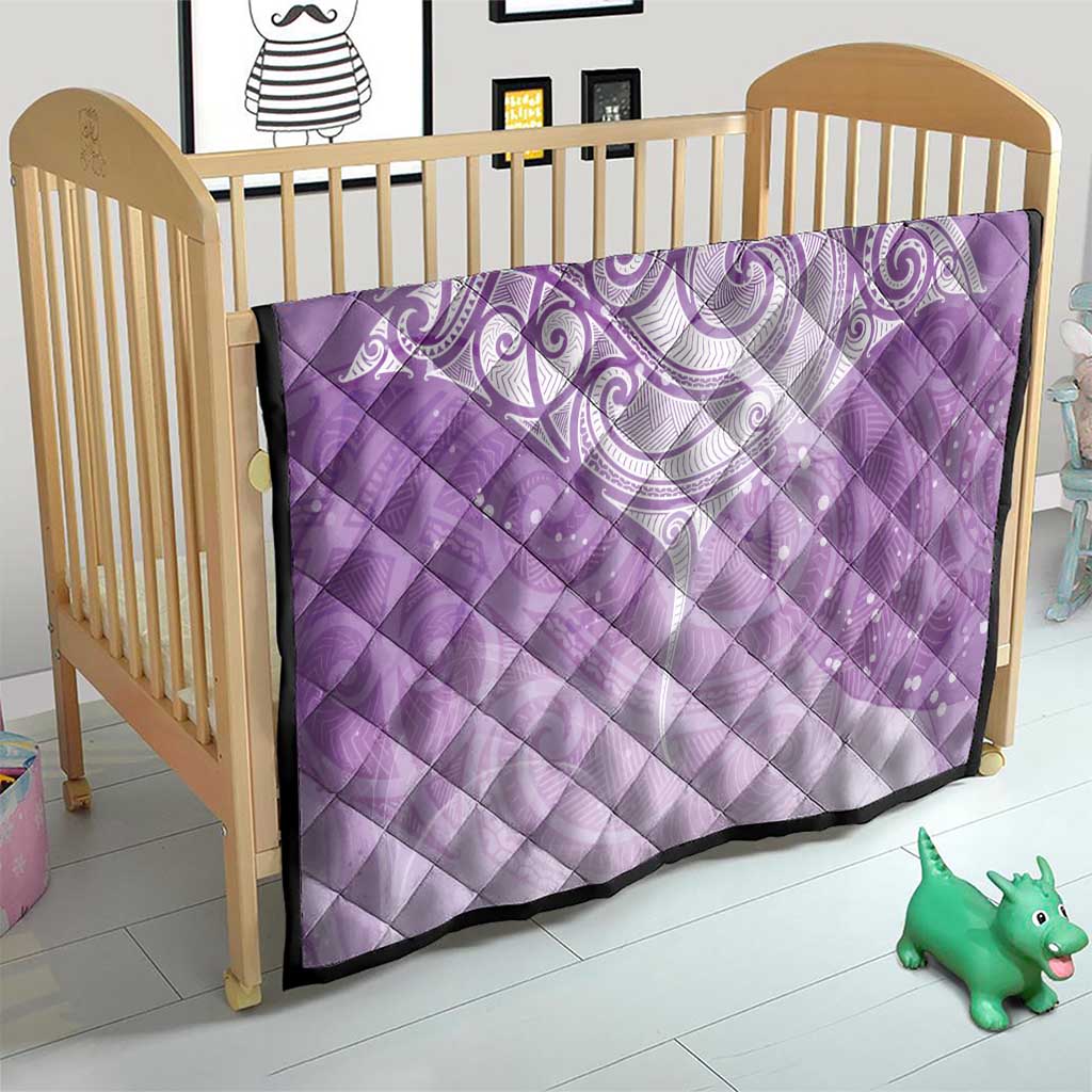 Epilepsy Awareness Maori Aotearoa Quilt Manta Ray - Purple Glaze - Aussie Hoodie
