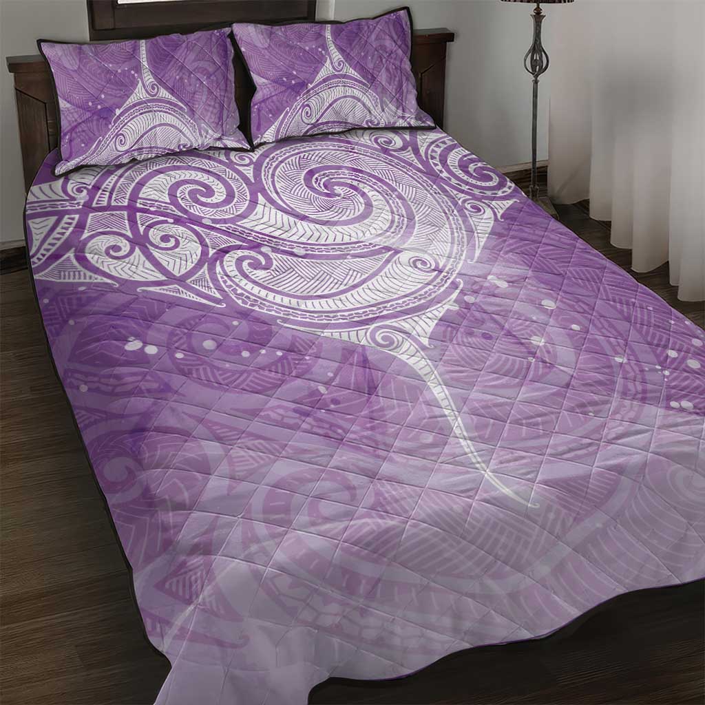 Epilepsy Awareness Maori Aotearoa Quilt Bed Set Manta Ray - Purple Glaze - Aussie Hoodie