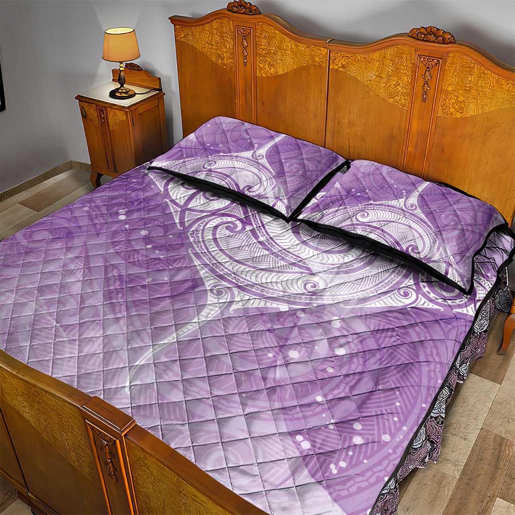 Epilepsy Awareness Maori Aotearoa Quilt Bed Set Manta Ray - Purple Glaze - Aussie Hoodie
