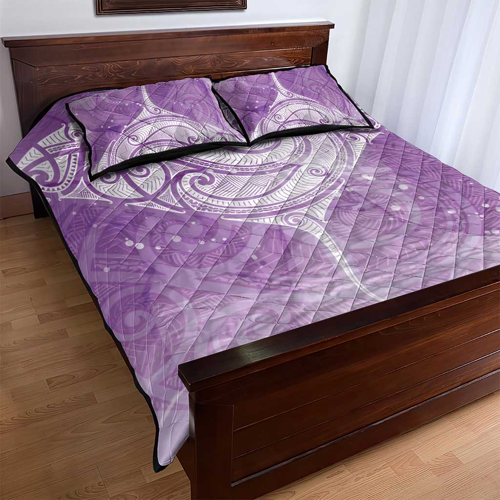 Epilepsy Awareness Maori Aotearoa Quilt Bed Set Manta Ray - Purple Glaze - Aussie Hoodie