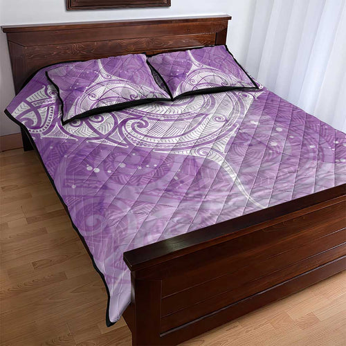 Epilepsy Awareness Maori Aotearoa Quilt Bed Set Manta Ray - Purple Glaze - Aussie Hoodie