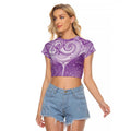 Epilepsy Awareness Maori Aotearoa Raglan Cropped T Shirt Manta Ray - Purple Glaze - Aussie Hoodie
