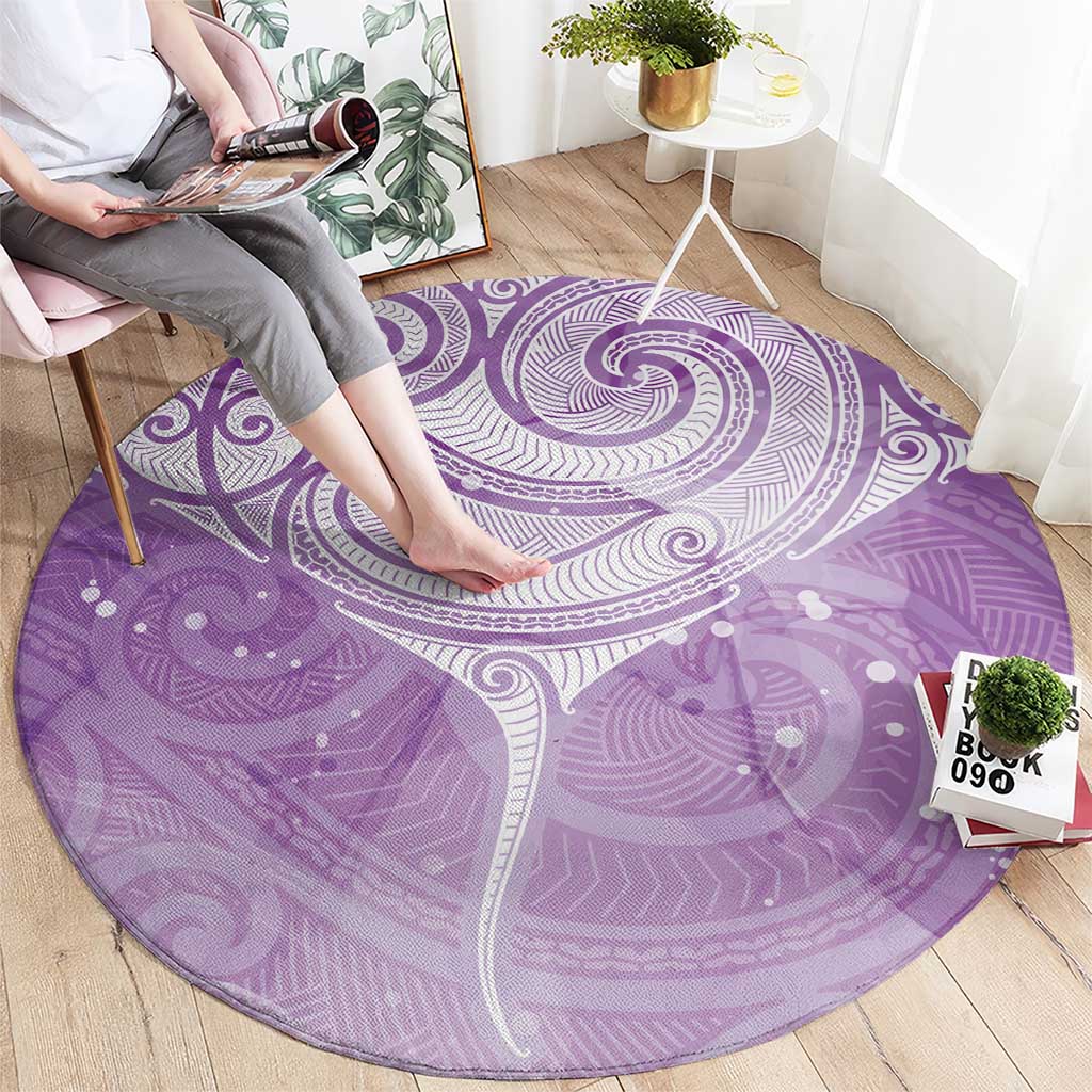 Epilepsy Awareness Maori Aotearoa Round Carpet Manta Ray - Purple Glaze - Aussie Hoodie