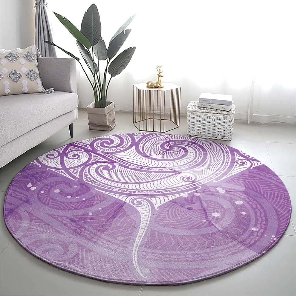 Epilepsy Awareness Maori Aotearoa Round Carpet Manta Ray - Purple Glaze - Aussie Hoodie