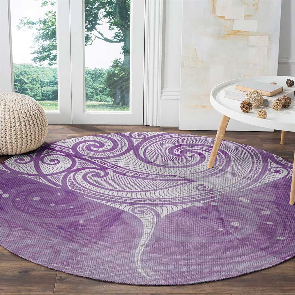 Epilepsy Awareness Maori Aotearoa Round Carpet Manta Ray - Purple Glaze - Aussie Hoodie