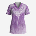 Epilepsy Awareness Maori Aotearoa Scrub Top Manta Ray - Purple Glaze - Aussie Hoodie