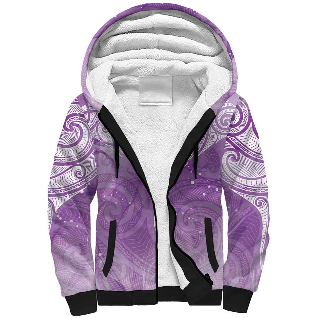 Epilepsy Awareness Maori Aotearoa Sherpa Hoodie Manta Ray - Purple Glaze - Aussie Hoodie
