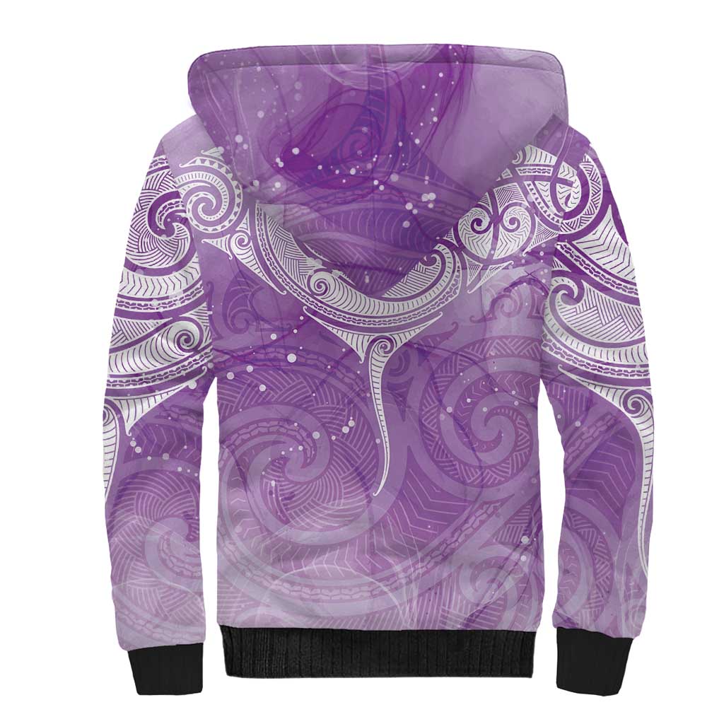 Epilepsy Awareness Maori Aotearoa Sherpa Hoodie Manta Ray - Purple Glaze - Aussie Hoodie