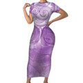 Epilepsy Awareness Maori Aotearoa Short Sleeve Bodycon Dress Manta Ray - Purple Glaze - Aussie Hoodie