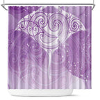 Epilepsy Awareness Maori Aotearoa Shower Curtain Manta Ray - Purple Glaze - Aussie Hoodie