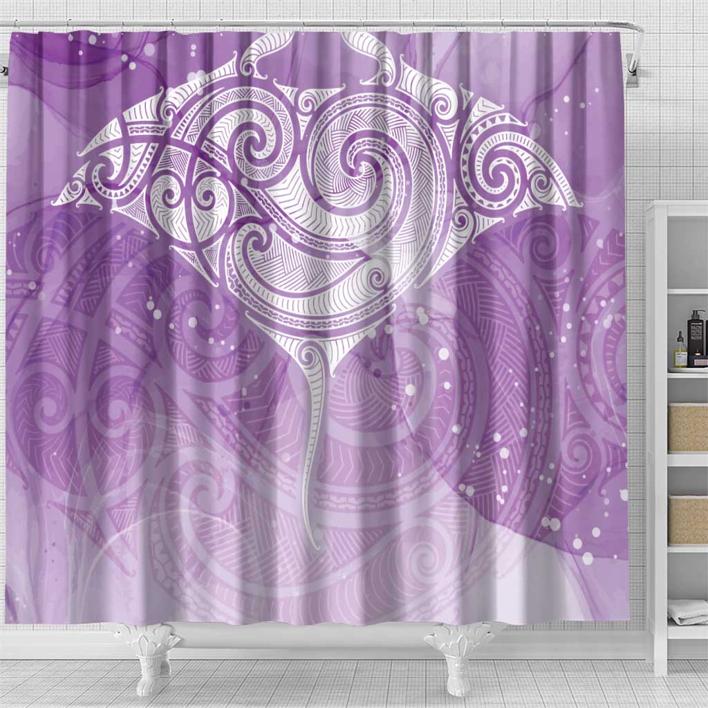 Epilepsy Awareness Maori Aotearoa Shower Curtain Manta Ray - Purple Glaze - Aussie Hoodie