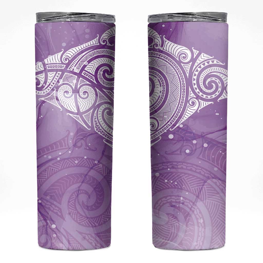 Epilepsy Awareness Maori Aotearoa Skinny Tumbler Manta Ray - Purple Glaze - Aussie Hoodie