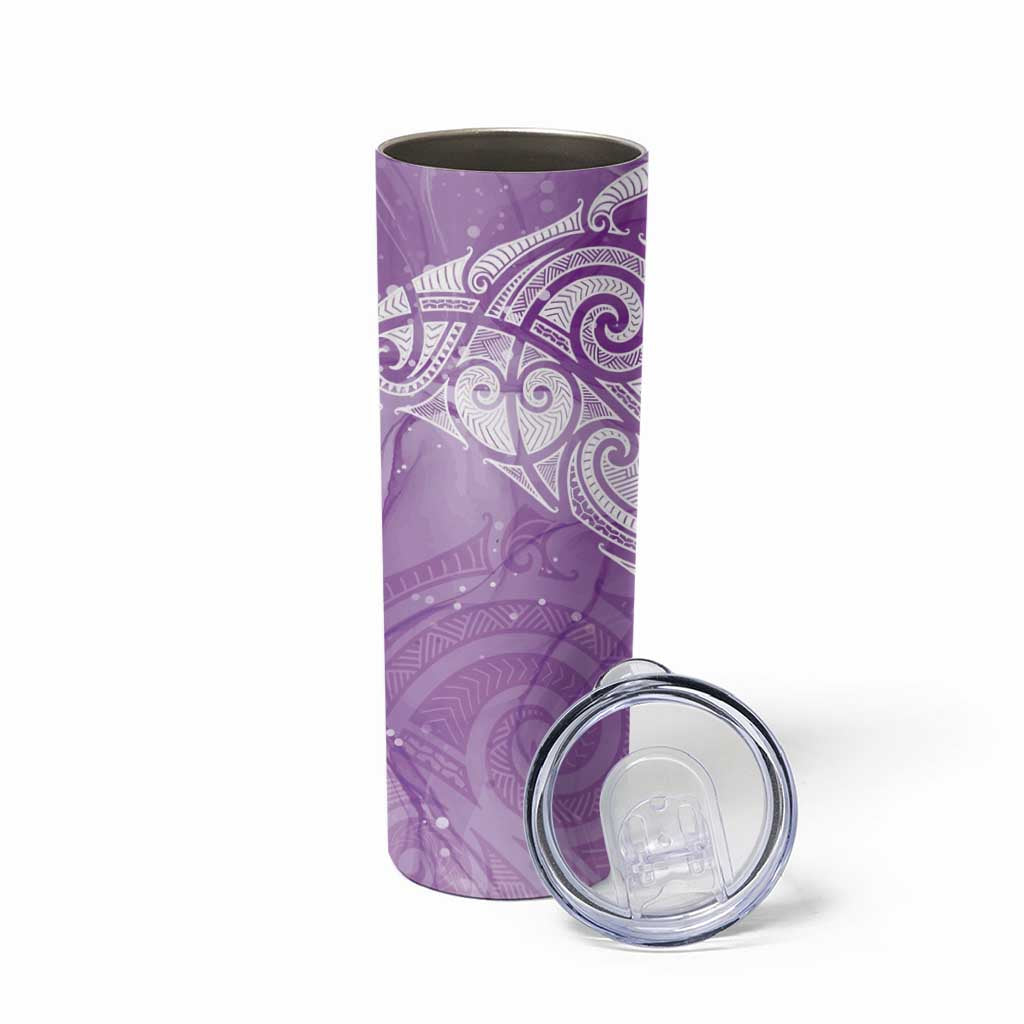 Epilepsy Awareness Maori Aotearoa Skinny Tumbler Manta Ray - Purple Glaze - Aussie Hoodie