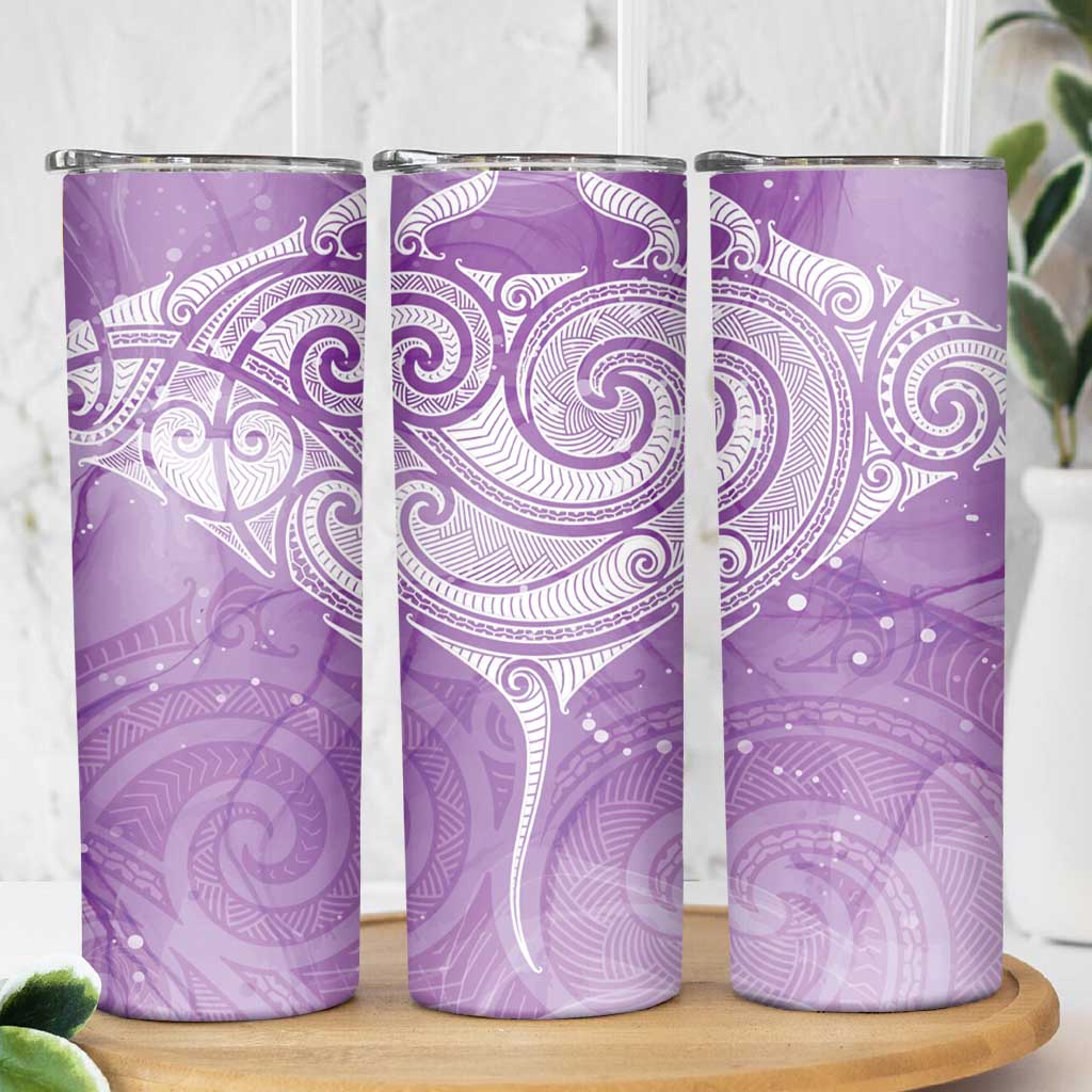 Epilepsy Awareness Maori Aotearoa Skinny Tumbler Manta Ray - Purple Glaze - Aussie Hoodie
