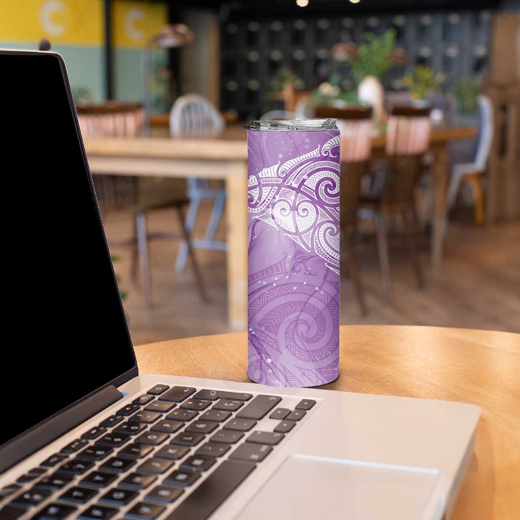 Epilepsy Awareness Maori Aotearoa Skinny Tumbler Manta Ray - Purple Glaze - Aussie Hoodie