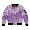 Epilepsy Awareness Maori Aotearoa Sleeve Zip Bomber Jacket Manta Ray - Purple Glaze - Aussie Hoodie