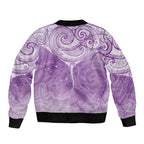 Epilepsy Awareness Maori Aotearoa Sleeve Zip Bomber Jacket Manta Ray - Purple Glaze - Aussie Hoodie