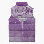 Epilepsy Awareness Maori Aotearoa Sleeveless Puffer Jacket Manta Ray - Purple Glaze - Aussie Hoodie