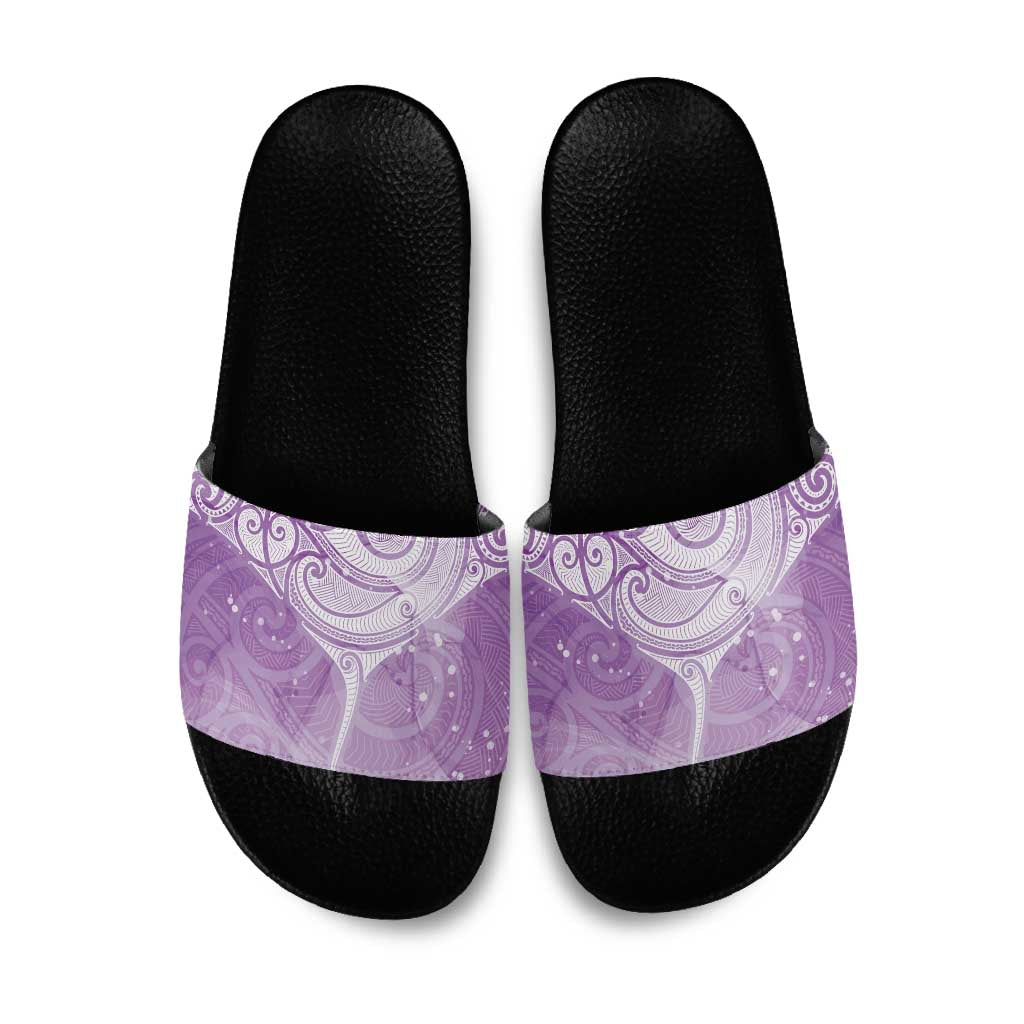 Epilepsy Awareness Maori Aotearoa Slide Sandals Manta Ray - Purple Glaze - Aussie Hoodie
