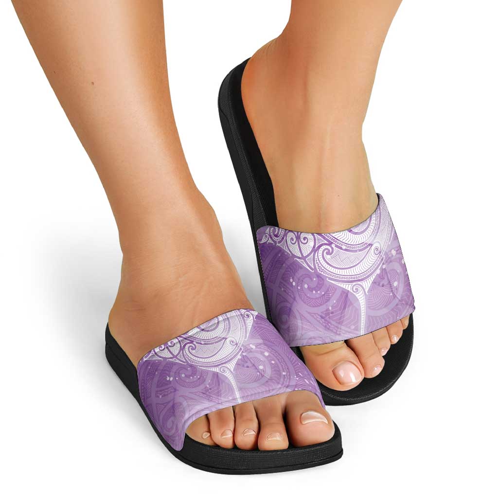 Epilepsy Awareness Maori Aotearoa Slide Sandals Manta Ray - Purple Glaze - Aussie Hoodie