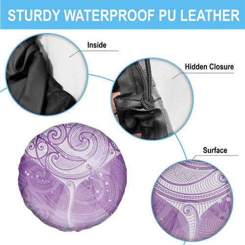 Epilepsy Awareness Maori Aotearoa Spare Tire Cover Manta Ray - Purple Glaze - Aussie Hoodie