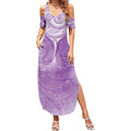 Epilepsy Awareness Maori Aotearoa Summer Maxi Dress Manta Ray - Purple Glaze - Aussie Hoodie