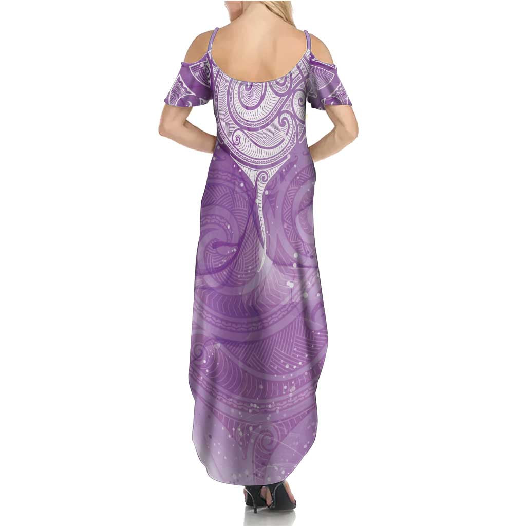 Epilepsy Awareness Maori Aotearoa Summer Maxi Dress Manta Ray - Purple Glaze - Aussie Hoodie