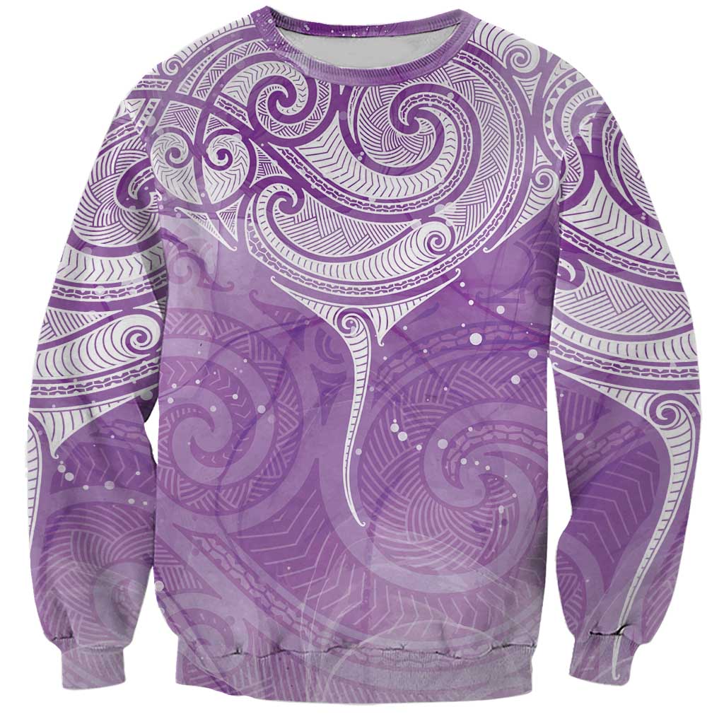 Epilepsy Awareness Maori Aotearoa Sweatshirt Manta Ray - Purple Glaze - Aussie Hoodie
