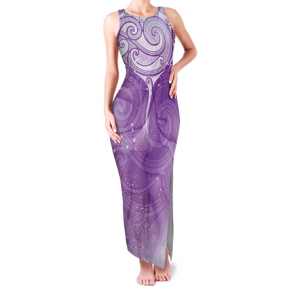 Epilepsy Awareness Maori Aotearoa Tank Maxi Dress Manta Ray - Purple Glaze - Aussie Hoodie