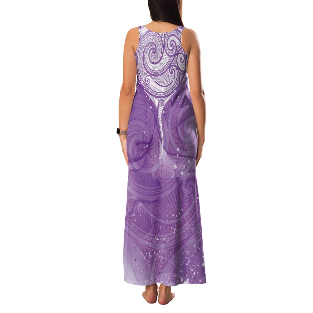 Epilepsy Awareness Maori Aotearoa Tank Maxi Dress Manta Ray - Purple Glaze - Aussie Hoodie