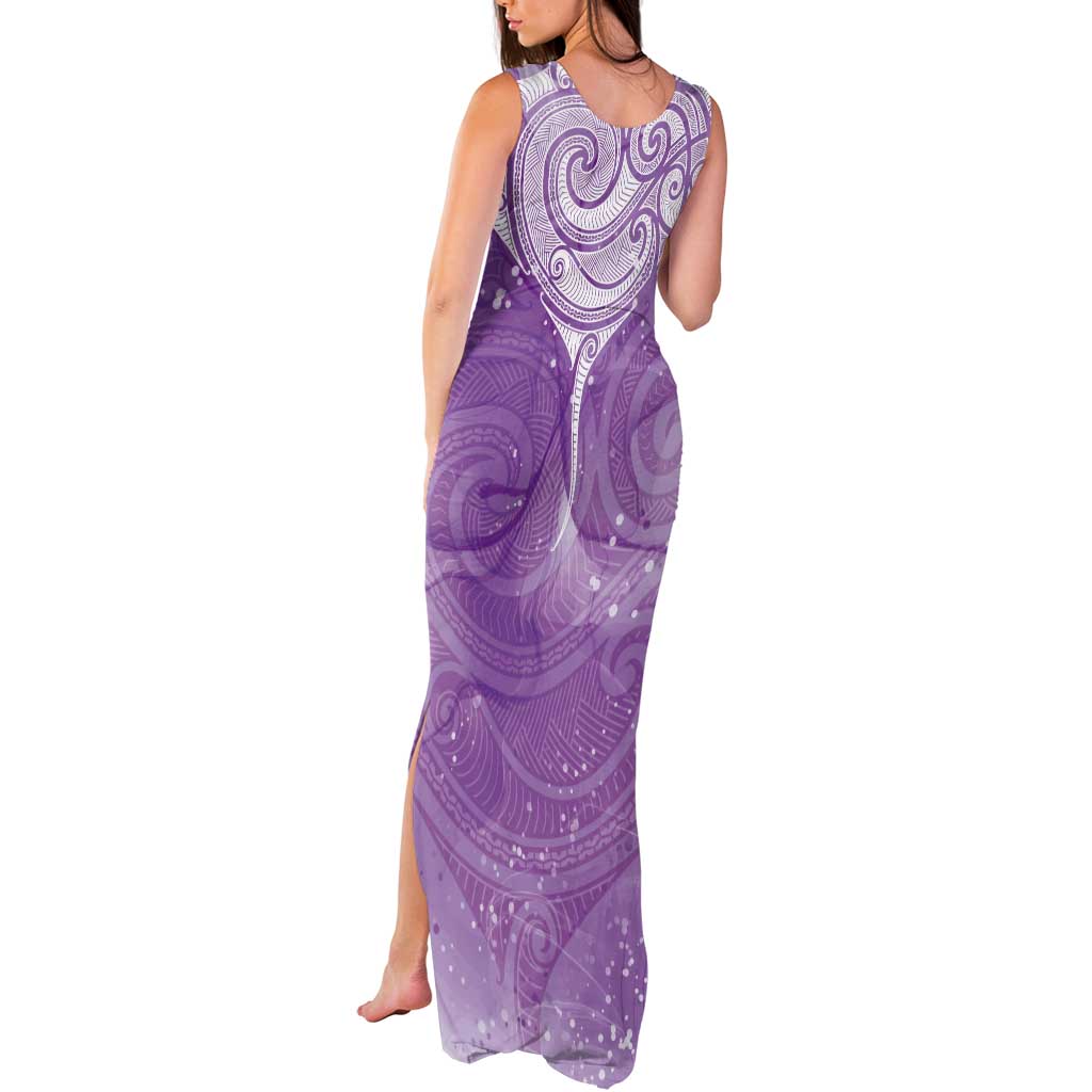 Epilepsy Awareness Maori Aotearoa Tank Maxi Dress Manta Ray - Purple Glaze - Aussie Hoodie
