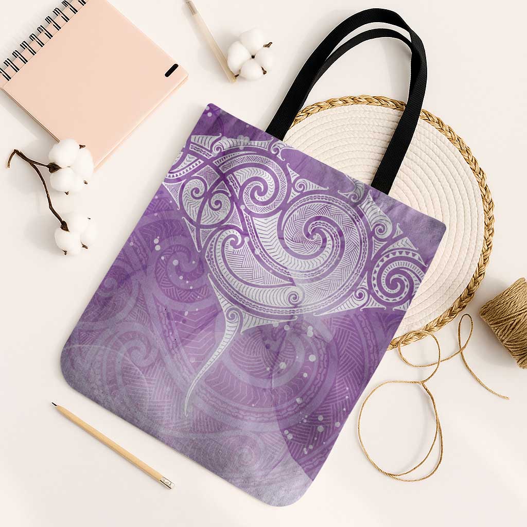 Epilepsy Awareness Maori Aotearoa Tote Bag Manta Ray - Purple Glaze - Aussie Hoodie