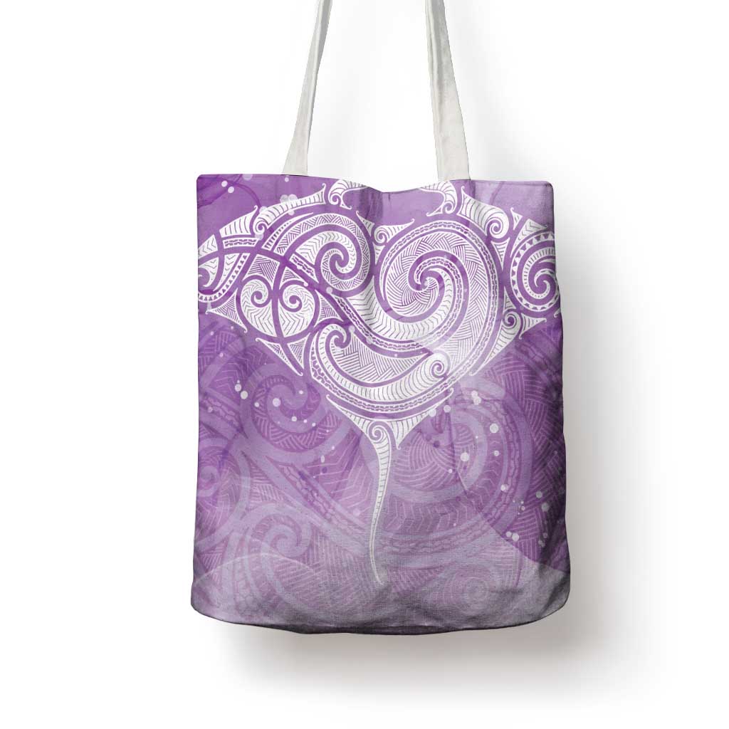 Epilepsy Awareness Maori Aotearoa Tote Bag Manta Ray - Purple Glaze - Aussie Hoodie