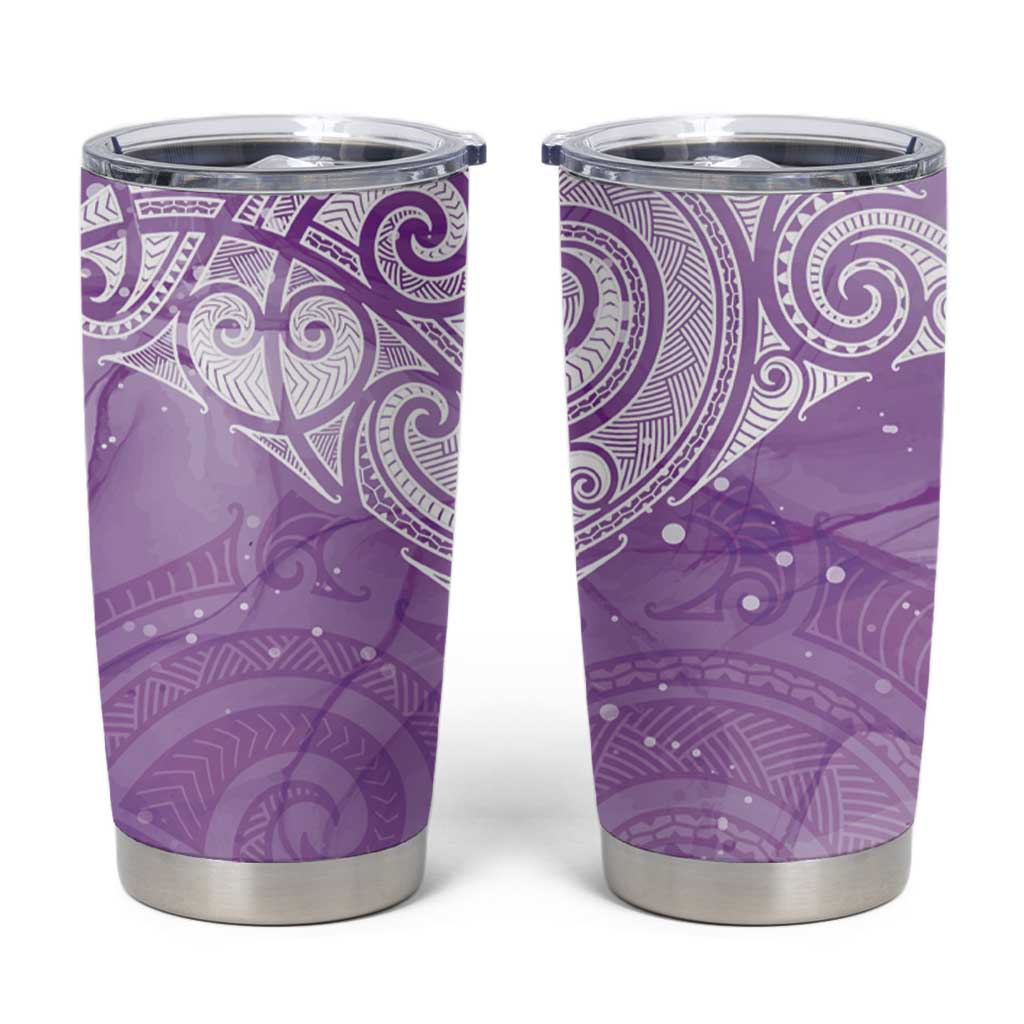 Epilepsy Awareness Maori Aotearoa Tumbler Cup Manta Ray - Purple Glaze - Aussie Hoodie