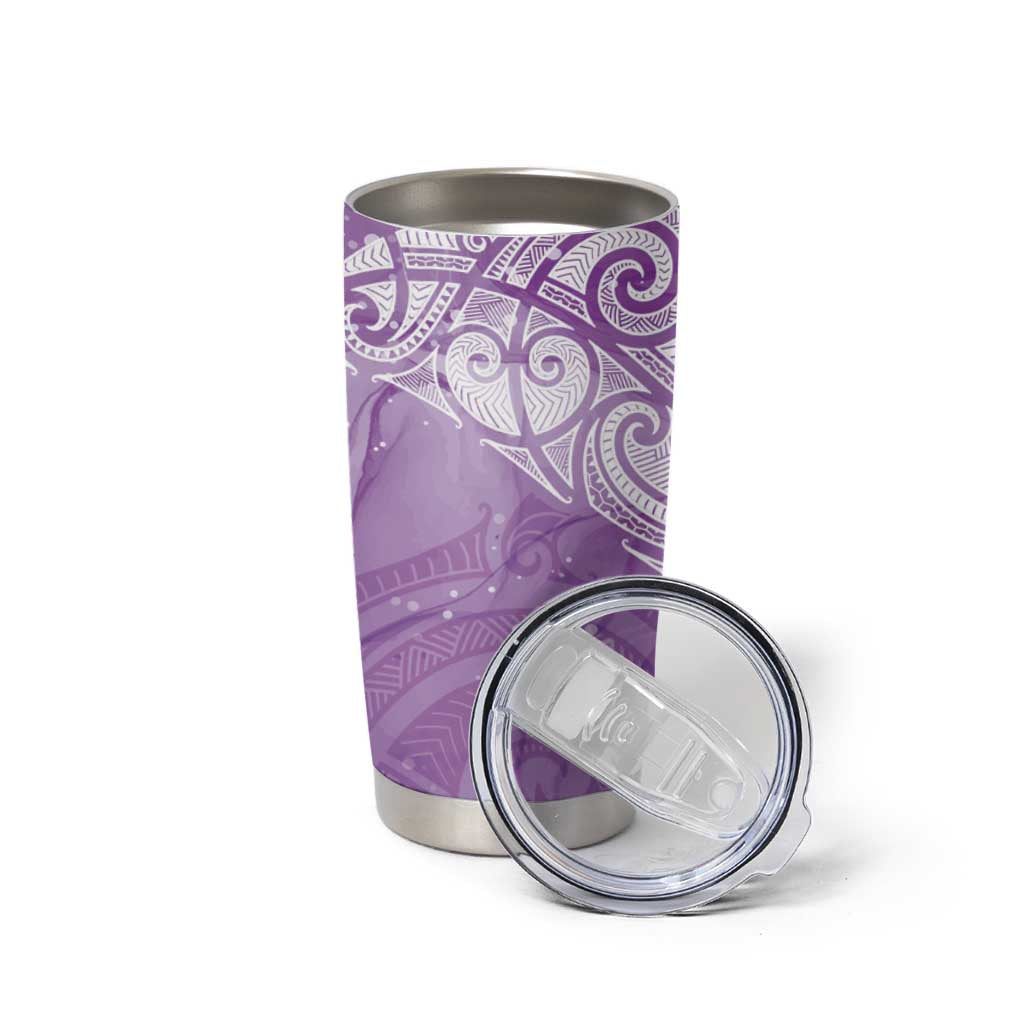 Epilepsy Awareness Maori Aotearoa Tumbler Cup Manta Ray - Purple Glaze - Aussie Hoodie
