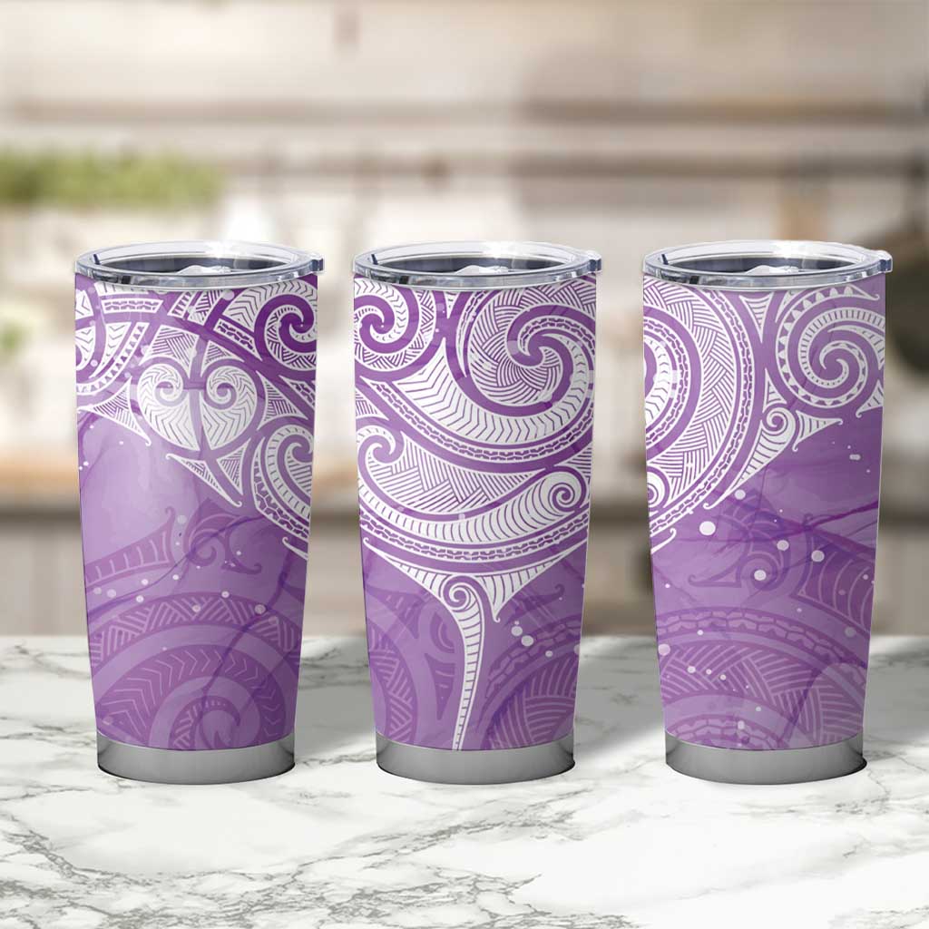 Epilepsy Awareness Maori Aotearoa Tumbler Cup Manta Ray - Purple Glaze - Aussie Hoodie