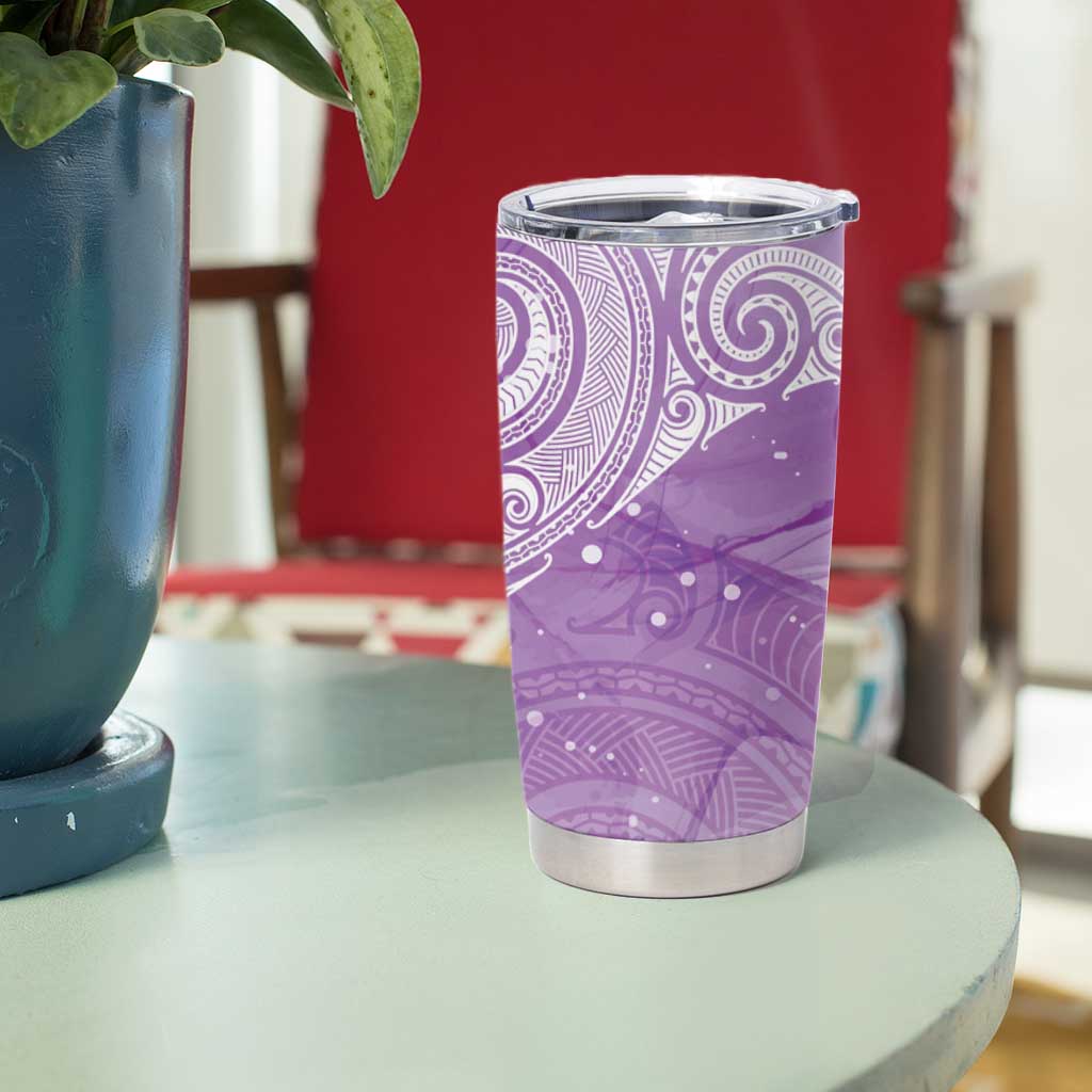 Epilepsy Awareness Maori Aotearoa Tumbler Cup Manta Ray - Purple Glaze - Aussie Hoodie
