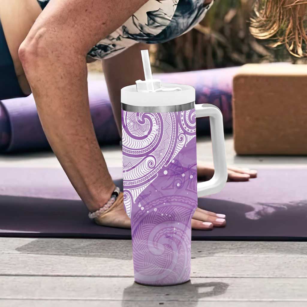 Epilepsy Awareness Maori Aotearoa Tumbler With Handle Manta Ray - Purple Glaze - Aussie Hoodie