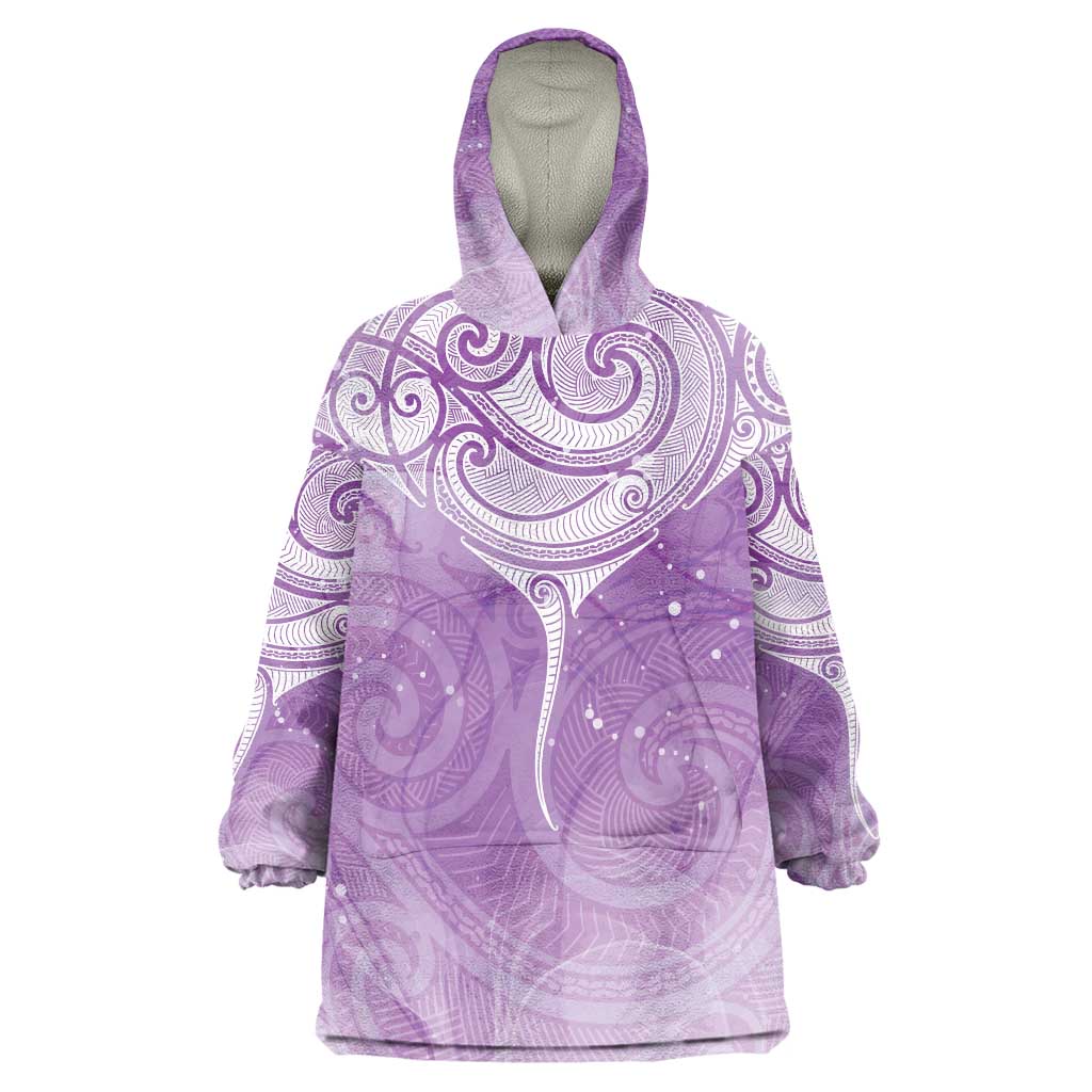 Epilepsy Awareness Maori Aotearoa Wearable Blanket Hoodie Manta Ray - Purple Glaze - Aussie Hoodie