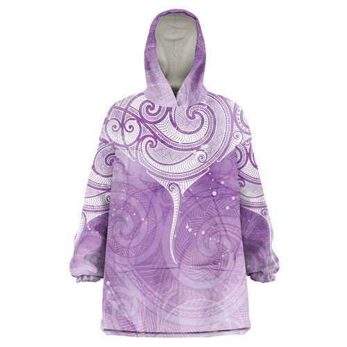 Epilepsy Awareness Maori Aotearoa Wearable Blanket Hoodie Manta Ray - Purple Glaze - Aussie Hoodie