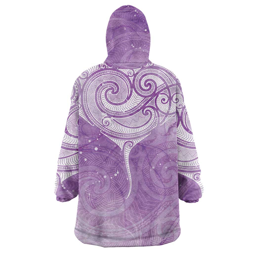 Epilepsy Awareness Maori Aotearoa Wearable Blanket Hoodie Manta Ray - Purple Glaze - Aussie Hoodie