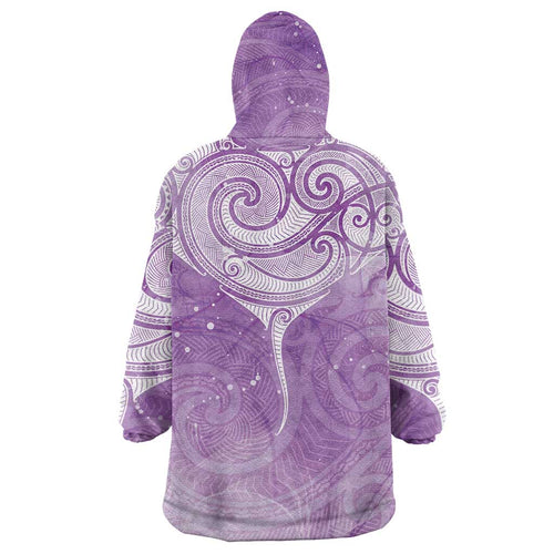 Epilepsy Awareness Maori Aotearoa Wearable Blanket Hoodie Manta Ray - Purple Glaze - Aussie Hoodie