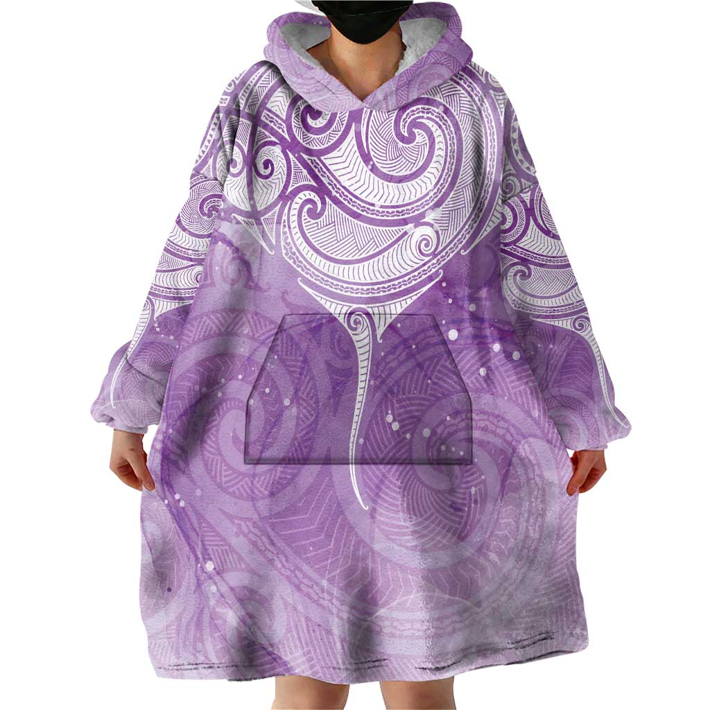 Epilepsy Awareness Maori Aotearoa Wearable Blanket Hoodie Manta Ray - Purple Glaze - Aussie Hoodie
