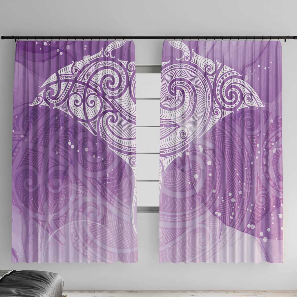 Epilepsy Awareness Maori Aotearoa Window Curtain Manta Ray - Purple Glaze - Aussie Hoodie