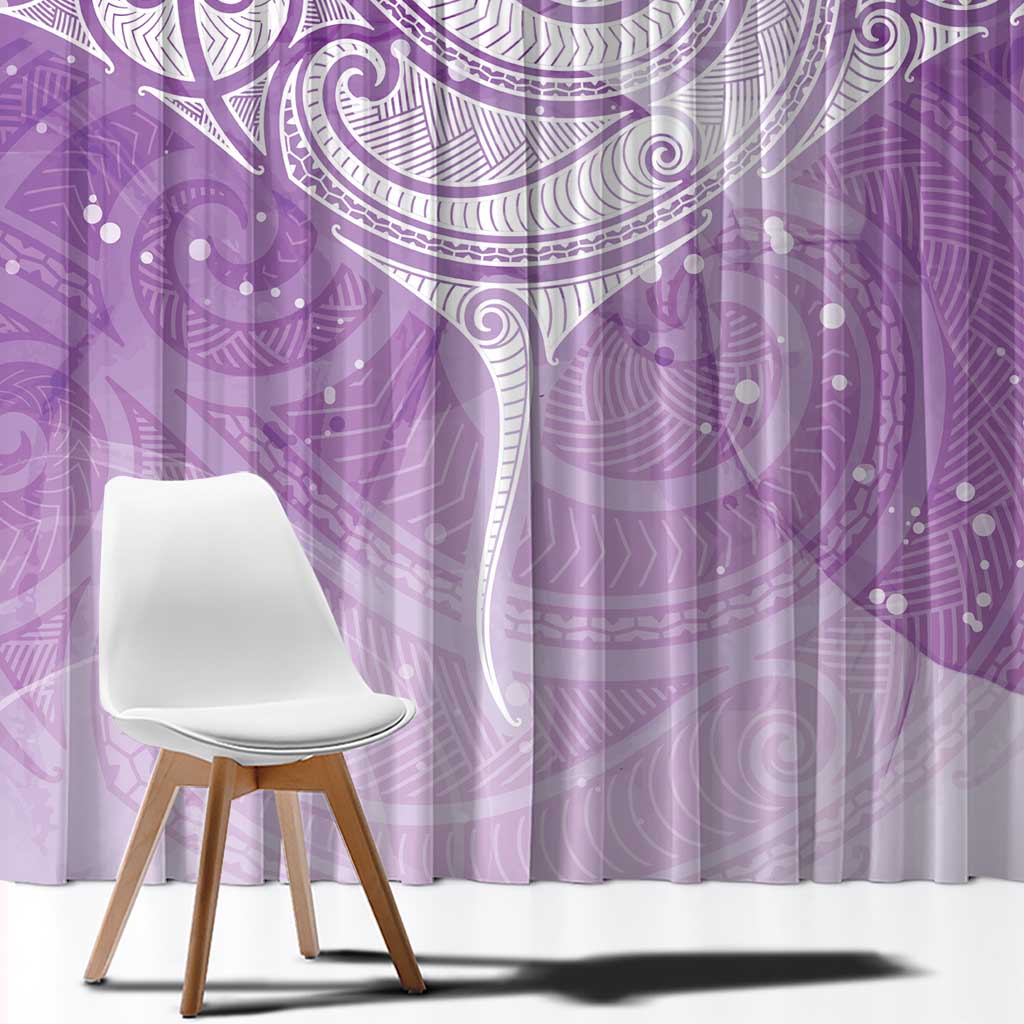 Epilepsy Awareness Maori Aotearoa Window Curtain Manta Ray - Purple Glaze - Aussie Hoodie