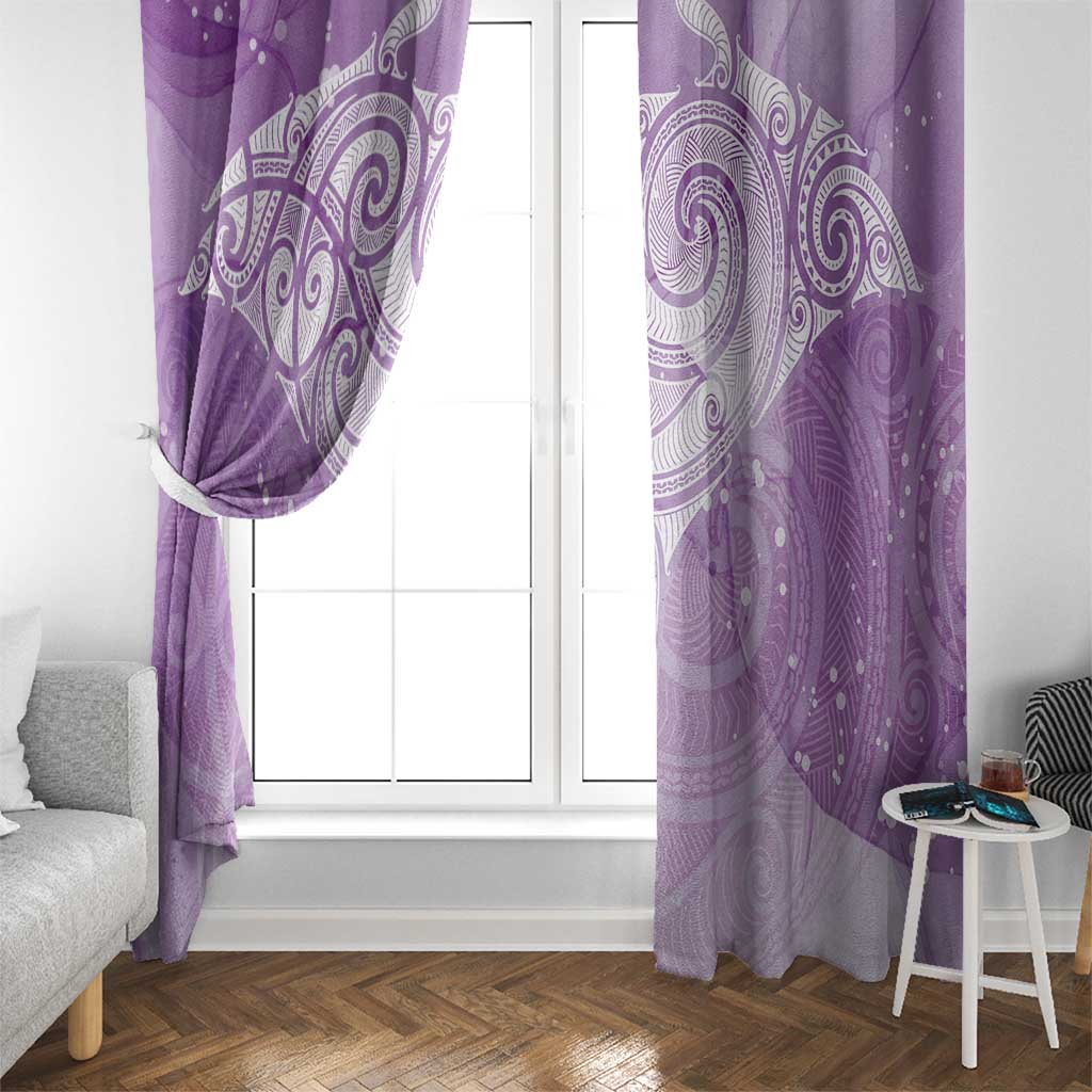 Epilepsy Awareness Maori Aotearoa Window Curtain Manta Ray - Purple Glaze - Aussie Hoodie