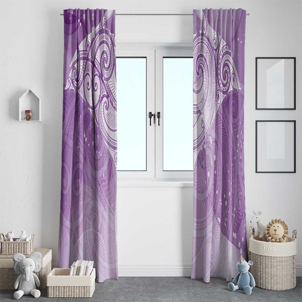 Epilepsy Awareness Maori Aotearoa Window Curtain Manta Ray - Purple Glaze - Aussie Hoodie