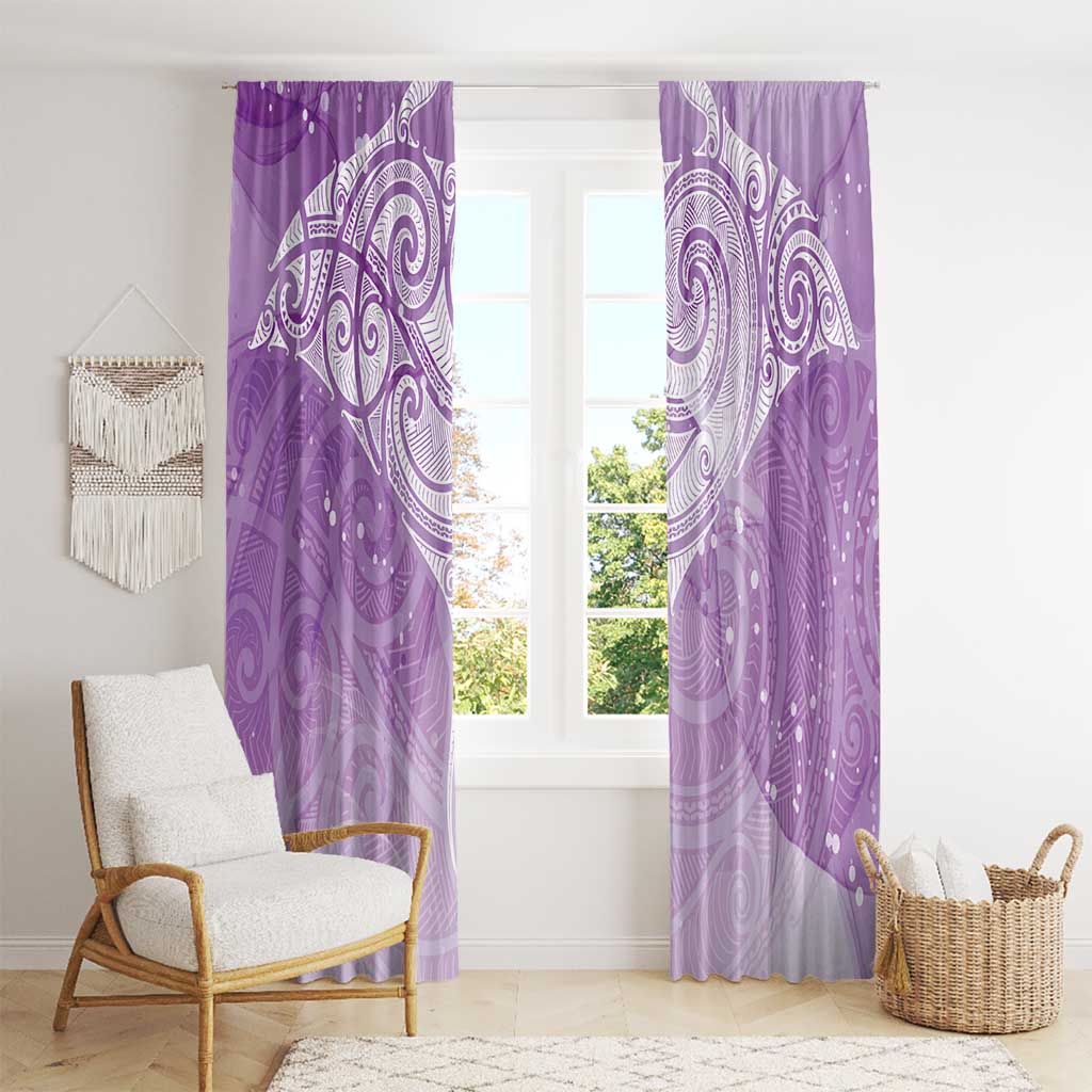 Epilepsy Awareness Maori Aotearoa Window Curtain Manta Ray - Purple Glaze - Aussie Hoodie